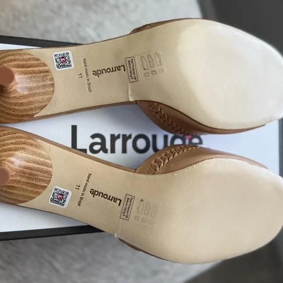 Larroude Tan Sandals with Gold Buckle - Picture 5 of 6
